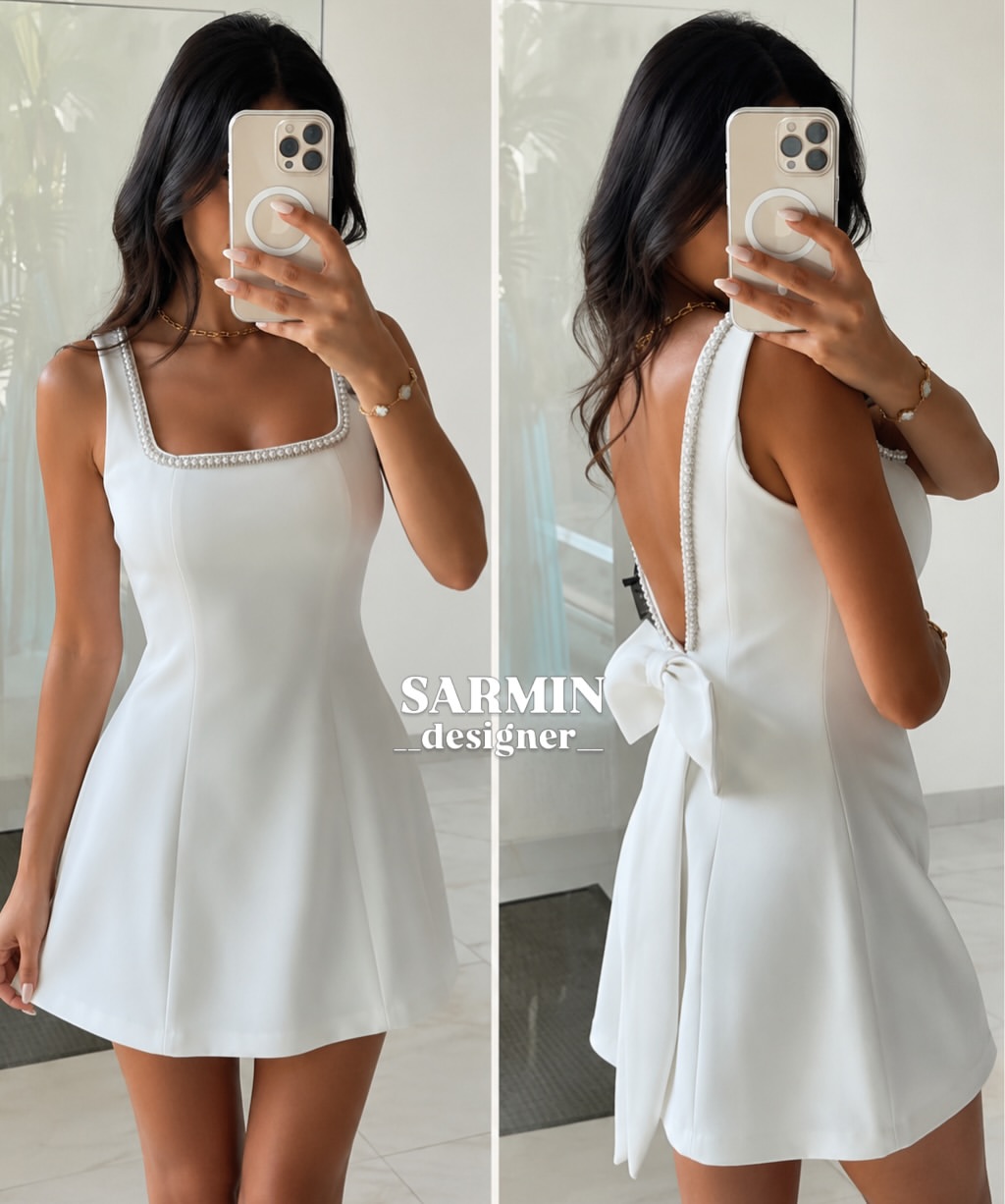 پیراهن یقه مرواریددوزی